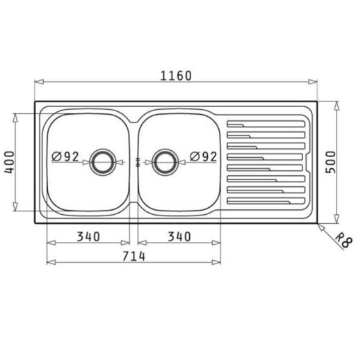 chau rua bat inox bosch amaltia 116x50 2b 1d inox bong 1