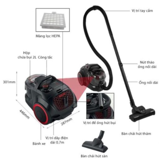 chi tiet may hut bui dang hop bosch bgs21wx100